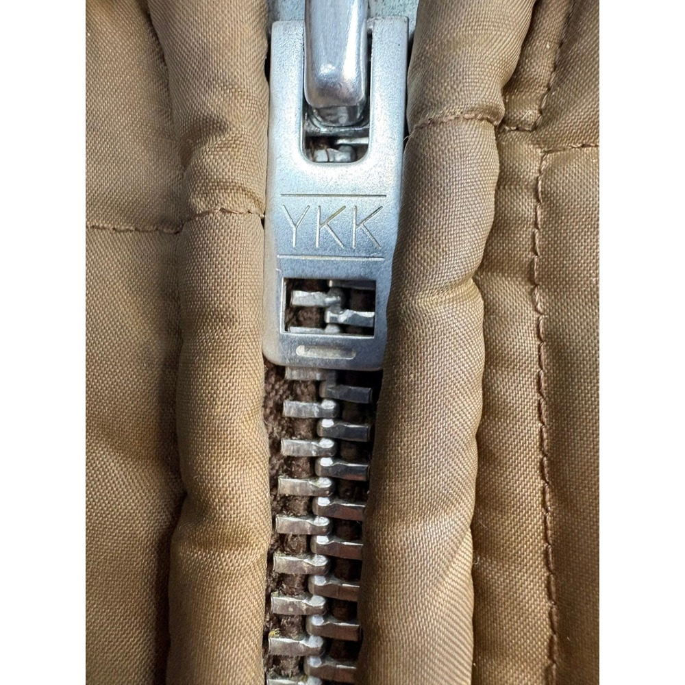Vintage American Jac Puffer Jacket Brown Faux Fur Collar Quilted Made in USA L - Picture 2 of 4